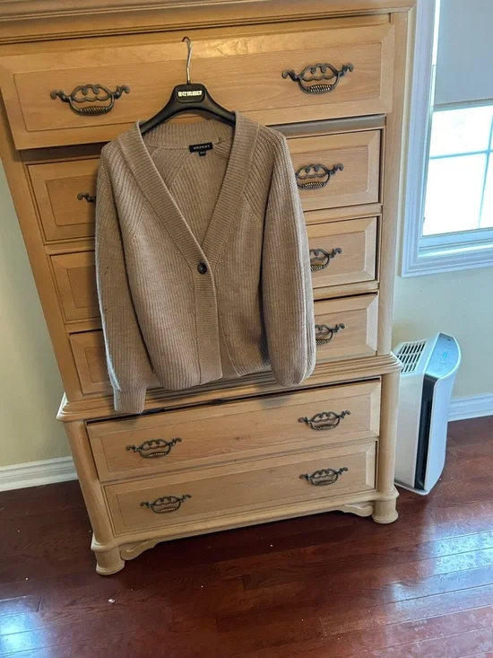 REPEAT Cream Button-Front Ribbed Cardigan - Picture 2 of 2